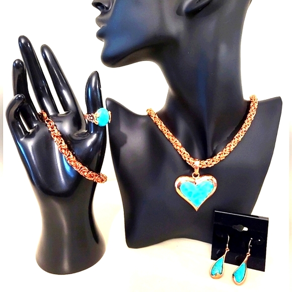 RARE! PC Timna Collection Turquoise & Copper Jewelry Set - Ring Size 8 - Picture 9 of 9